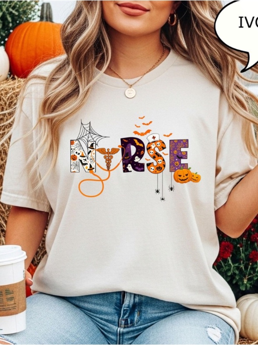 Off White Halloween 'NURSE' Graphic Tee - Women's Short Sleeve